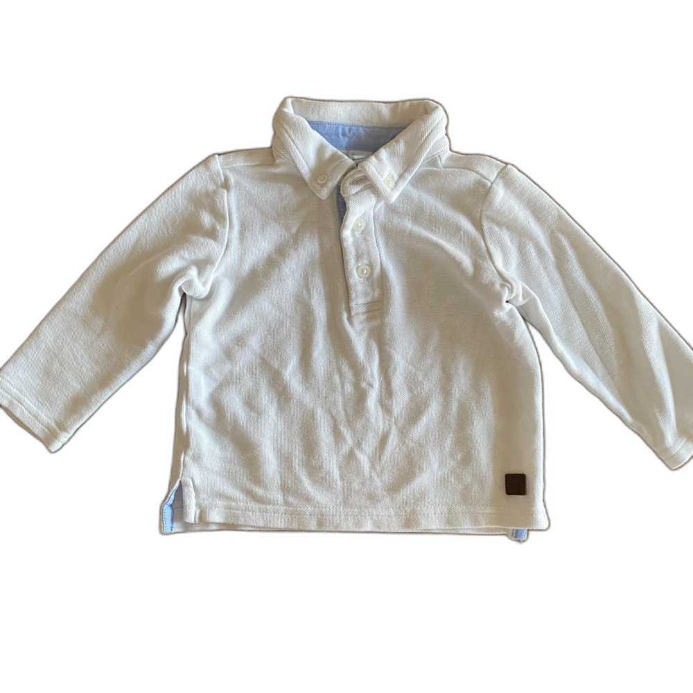 Janie & Jack White Pique Long Sleeve Polo Shirt Boys' 12-18 Months